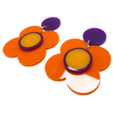 Ada Binks for Madcap England 60s Mod Solid Daisy Flower Drop Earrings in Orange