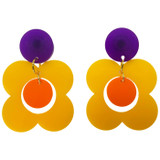 Ada Binks for Madcap England Retro 1960s Daisy Flower Dangle Drop Earrings in Yellow