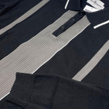 Madcap England Nova Mod Ribbed Panel Knitted Polo Shirt in Black MC1031