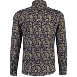 Madcap England Kinfauns Mod Cord Paisley Penny Collar Shirt in Navy