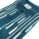 Madcap England Keys Abstract Piano Key Stripe Jacquard Polo Shirt in Majolica Blue MC1083