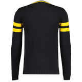 Madcap England Columbia Ivy League Retro 70s Knitted Stripe Sleeve Jumper in Black and Yellow MC1093