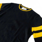 Madcap England Columbia Ivy League Retro 1970s Knitted Stripe Sleeve Jumper in Black and Yellow MC1093