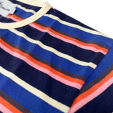 Madcap England Dekker 1970s Mod Multi Stripe T-shirt in Maritime Blue