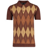 Brook Madcap England Argyle Knit Mod Polo Top PS