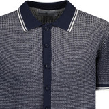 madcap england mens arrow 2 tone textured button through polo cardigan navy