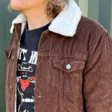 Collar and open jacket Madcap England Woburn Sherpa Cord Jacket in Cocoa Brown