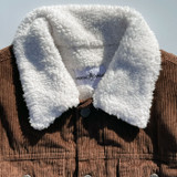 Sherpa collar on Madcap England Woburn Sherpa Cord Jacket in Cocoa Brown