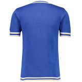 Madcap England Moon 60s Mod Tipped Knitted T-shirt in Deja Vu Blue Back Photo