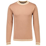 Madcap England LS Moon Mod Tipped Knitted Jumper in Tawny Birch Front Photo