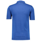 Madcap England Crawdaddy Mod Big Collar Button Through Polo Shirt in Deja Vu Blue Back Picture