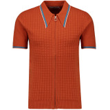 Cannon Madcap England Retro Big Collar Zip Through Knitted Shirt in Cinnamon Stick Cannon Madcap England Retro Big Collar Zip Through Knitted Shirt in Cinnamon Stick