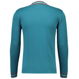 Back picture of the Moore Madcap England Pointelle Knit Retro Mock Turtleneck Jumper in Gulf Coast Back picture of the Moore Madcap England Pointelle Knit Retro Mock Turtleneck Jumper in Gulf Coast