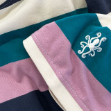 Beatcomber Madcap England Retro 60s Block Stripe T-shirt in Deep Lake Mix  - Short sleeve Crew Neck Retro Tee - Logo Detail