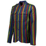 Hendrix Stripe 60s Psychedelic Military Tunic Jacket with Epaulets - Side View