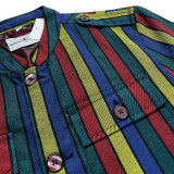 Hendrix Stripe 60s Psychedelic Military Tunic Jacket with Epaulets - Epaulet Detail