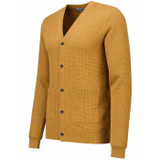Brunswick Men's 1960s Mod V-Neck Waffle Knit Cardigan in Dijon Side View