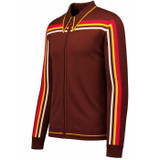 Popscene Retro 70s Stripe Knitted Track Top in Potting Soil - Side View