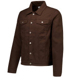 Madcap England Woburn Hopsack Men's 1960s Mod Western Trucker Jacket in Brown - Side View