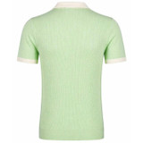 Cabana Retro 1950s Resort Style Ribbed Knitted Skipper Neck Men's Polo Shirt in Pastel Green - Back View