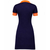 Back of the Madcap England Women's Northern Soul Gradient Stripe Skipper Neck Mod Knitted Dress in Navy Blazer