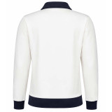 Back view of the Torino Men's Retro 70s Gradient Stripe Collared Track Top in Snow White