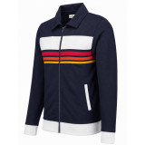 Torino Men's Retro 70s Cut and Sew Stripe Jersey Track Top in Navy