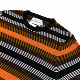 Collar on the Capitol Men's Retro Stripe Knitted Mod T-shirt in Black