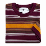 Capitol Stripe Retro Mod Knitted Men's T-shirt in Zinfandel Folded