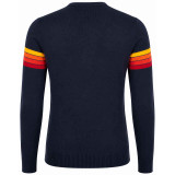 Back of the Jarvis Retro 90s Britpop Gradient Rainbow Stripe Knitted Jumper in Navy