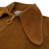Ziggy beagle collar retro 70s cord shirt jacket in Tan concealed zip and ring zipper detail