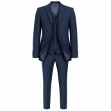 Madcap England Carter Mod 3 Button Slim Fit Suit Blazer Jacket in Navy - Jacket pictured with matching Waistcoat and Trousers.