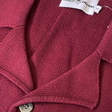 Madcap England Lane Men's Mod 3 Button Knitted Blazer Jacket Zinfandel - Lapel Detail