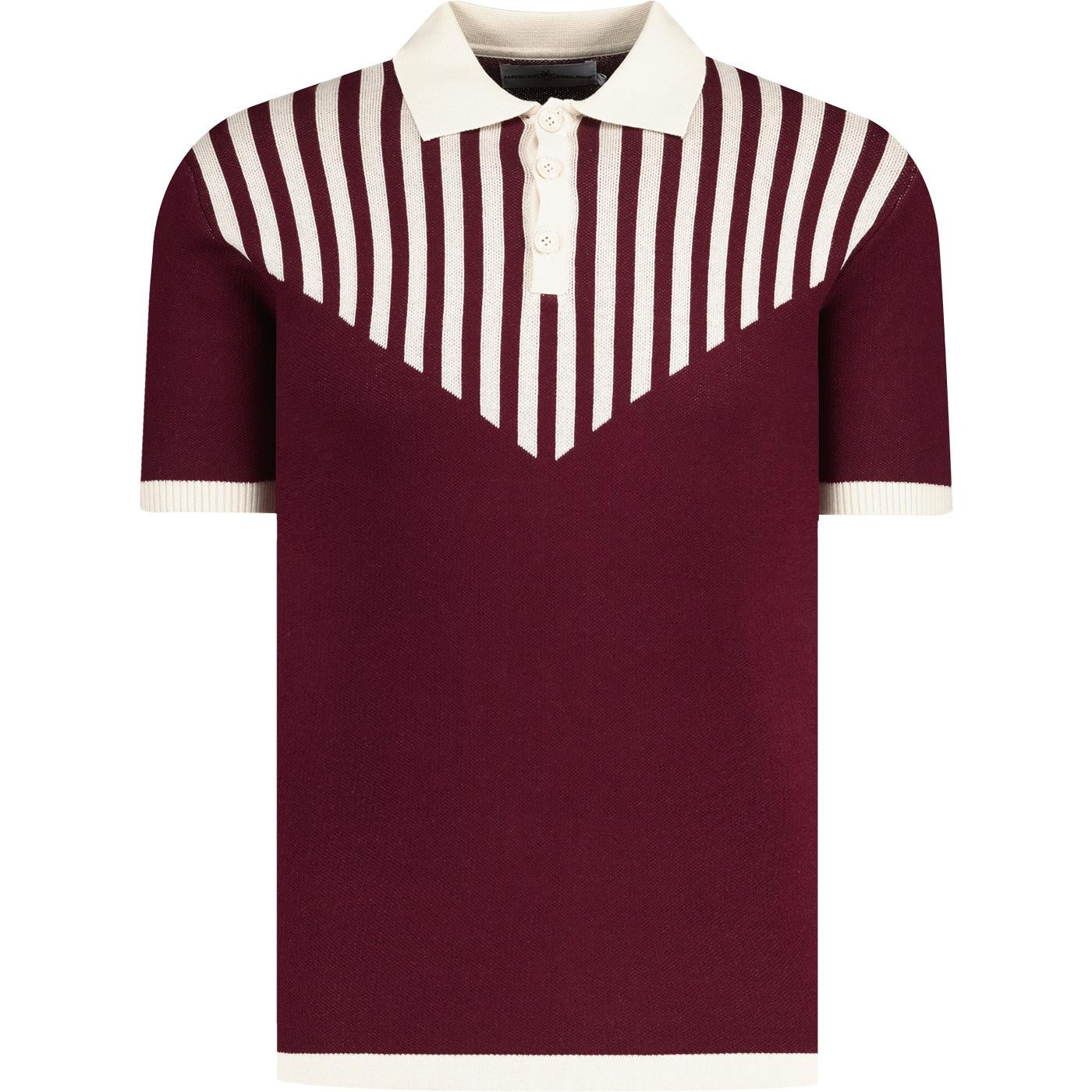 MADCAP FOLKLORE MEN'S KNITTED RETRO 60s POLO IN RED