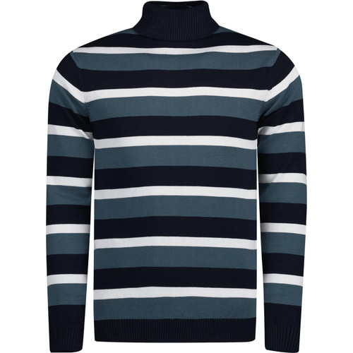 madcap england mens ashcroft stripe roll neck jumper orion blue navy white