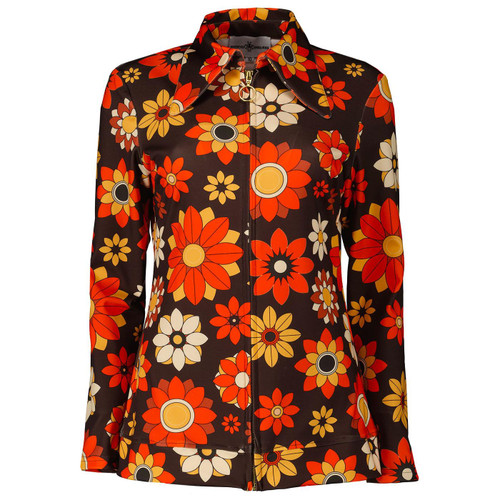 Juliet MADCAP Retro 70s Dagger Collar Zip Shirt R