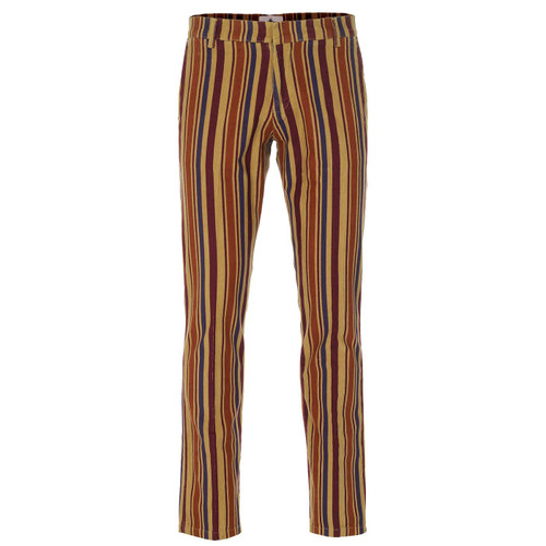 Madcap England Retro 60s Mod Slim Leg Cord Stripe Trousers in Camel