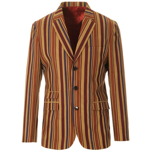 Madcap England Offbeat Cord Stripe 60s Mod Boating Blazer in Camel