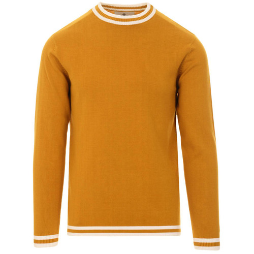Madcap England Long Sleeve 60s Mod Moon Tipped Knit Jumper in Harvest Gold