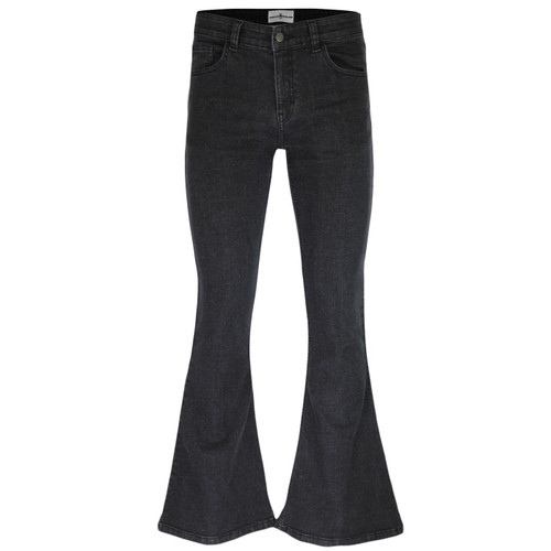 Madcap England New Rock Stretch Retro 1970s Denim Bellbottom Flares in Black Stonewash