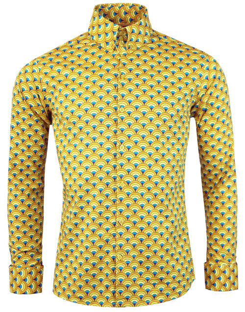 madcap england peacock retro 60s mod op art shirt