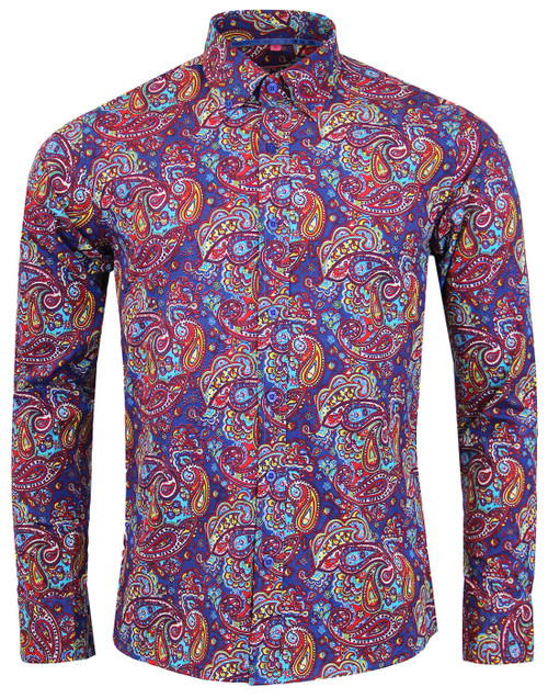 madcap england tabla paisley 1960s mod shirt royal