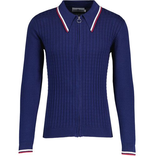 Apollo Madcap Mod Check Big Collar Polo Cardigan N