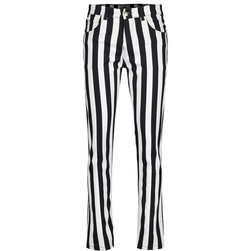Madcap England Roller Coaster Striped Slim Jeans in Black and White MC1072