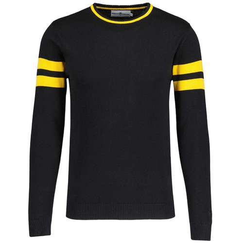 Madcap England Columbia Ivy League Knitted Stripe Sleeve Jumper in Black and Yellow MC1093