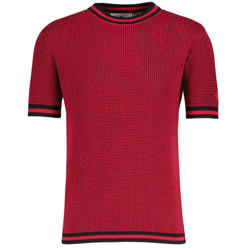 Madcap England Jet 60s Mod Waffle Knit T-shirt in Jester Red