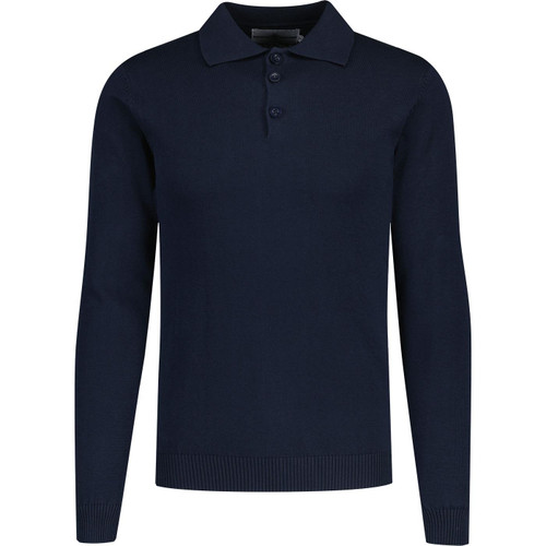 Madcap England Brando Long Sleeve Knitted Polo in Navy Blazer