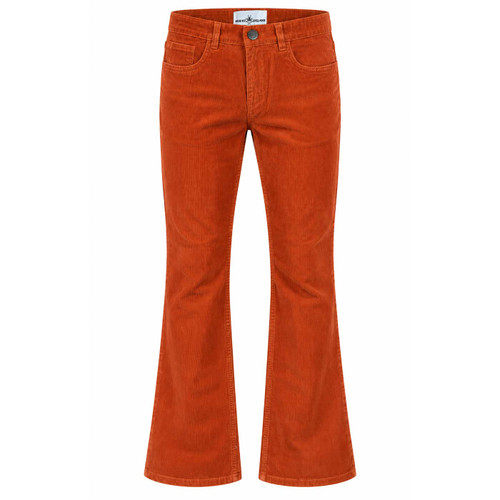 Madcap England Killer Retro 70s Needle Cord Flared Trousers Cinnamon Stick - Front View