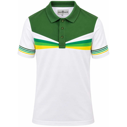 Madcap England Good Money Retro Sunburst Stripe Polo Shirt White Green - Main View
