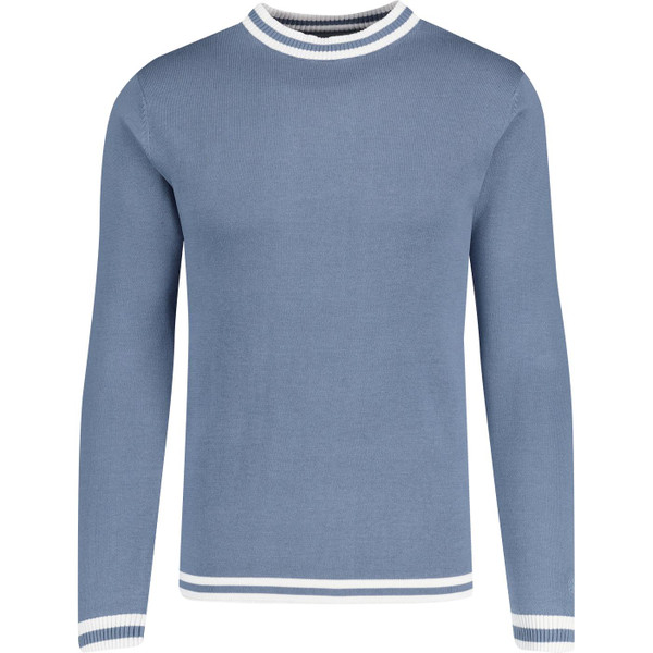 madacp england mens moon contrast tipped long sleeve knitted top flintstone blue